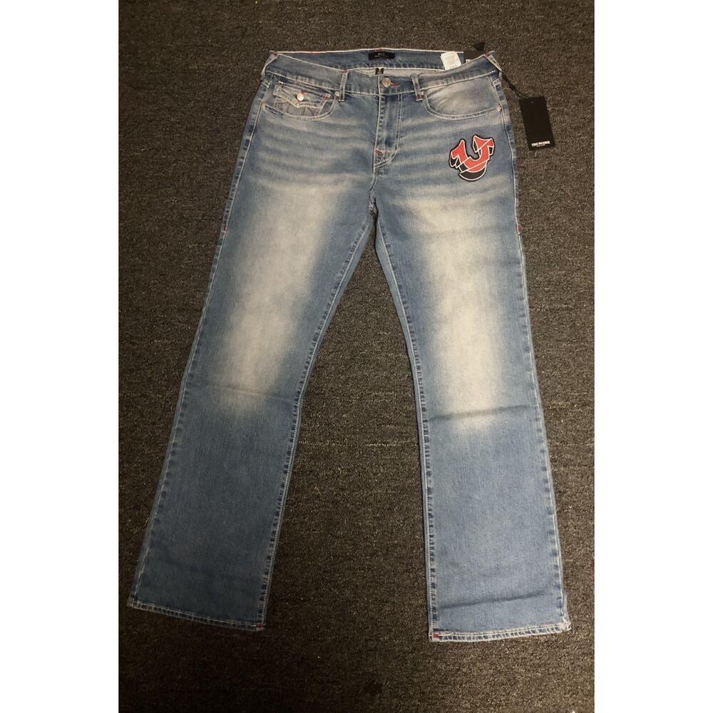 New True Religion Jeans Mens Blue Light Autumn Wash Denim Billy Bootcut 33x33.5
